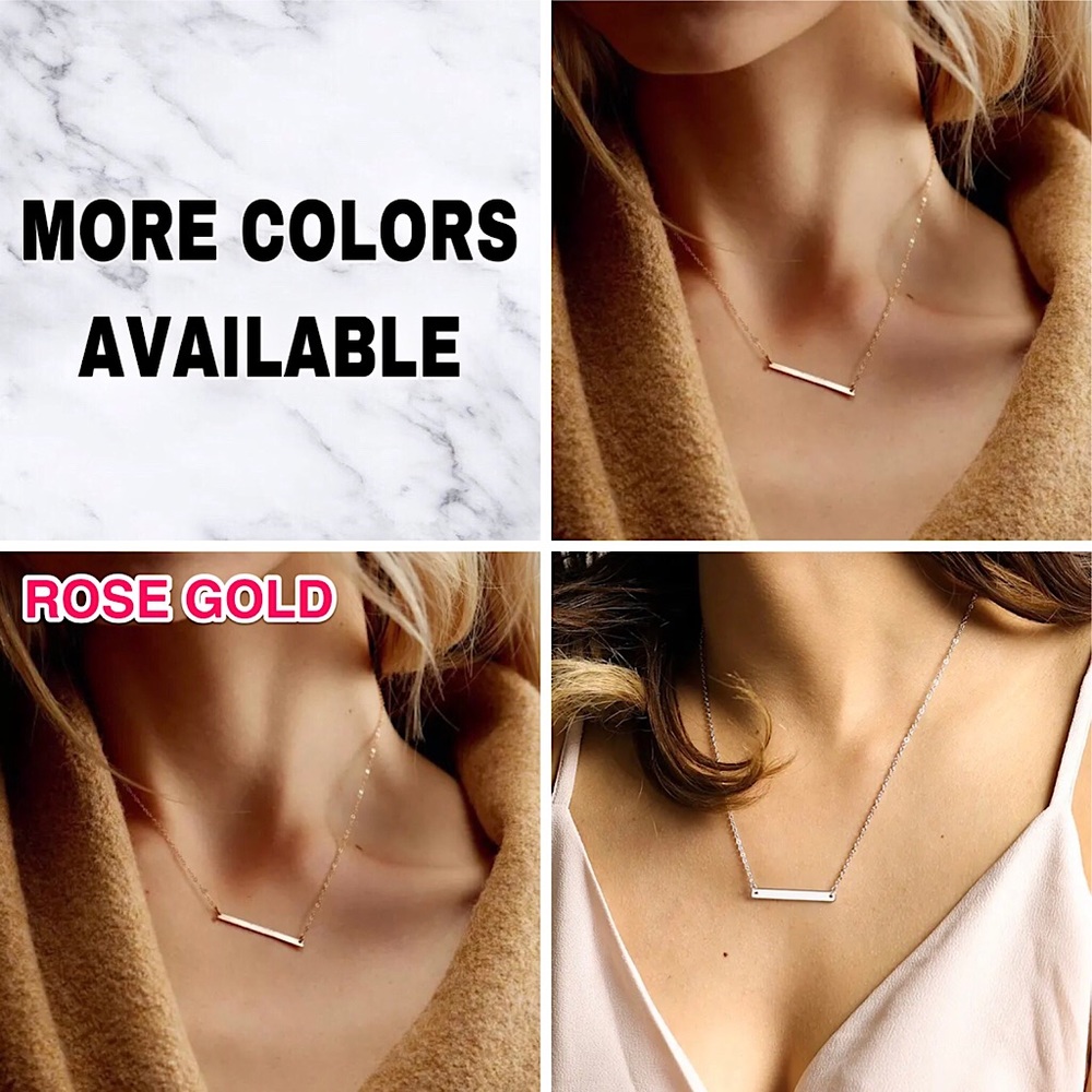 ⚜️[𝟯/$𝟮𝟴]⚜️Silver Bar Dainty Stainless Steel Necklace NEW - Picture 7 of 9